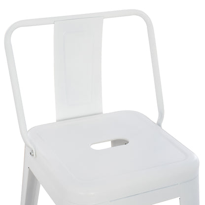 Bar Stool With Backrest Melita-pro Hm8643.41 Metal In Matte White 42x42x100hcm.