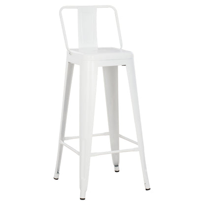 Bar Stool With Backrest Melita-pro Hm8643.41 Metal In Matte White 42x42x100hcm.