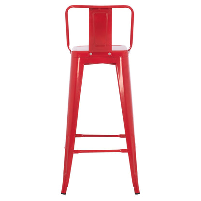 Bar Stool With Backrest Melita-pro Hm8643.44 Metal In Red 42x42x100hcm.