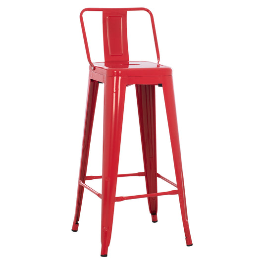 Bar Stool With Backrest Melita-pro Hm8643.44 Metal In Red 42x42x100hcm.