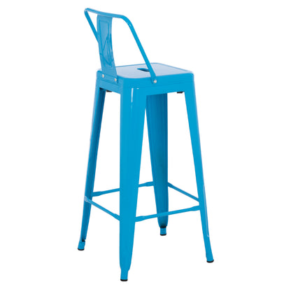Bar Stool With Backrest Melita-pro Hm8643.48 Metal In Blue 42x42x100hcm.