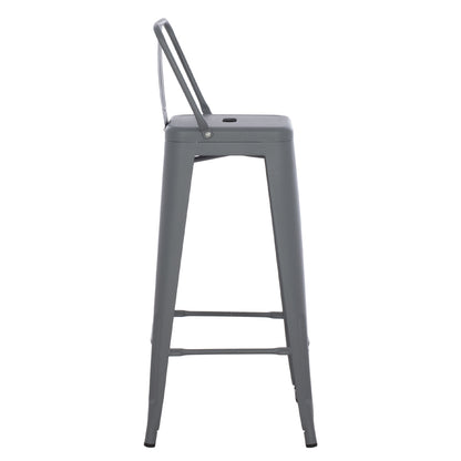 Bar Stool With Backrest Melita-pro Hm8643.50 Metal In Grey 42x42x100hcm.