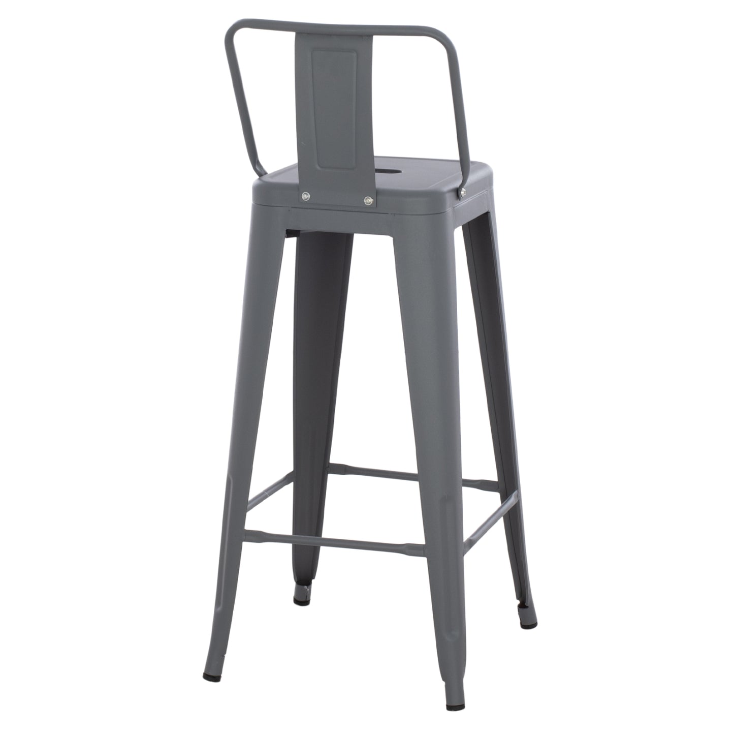 Bar Stool With Backrest Melita-pro Hm8643.50 Metal In Grey 42x42x100hcm.
