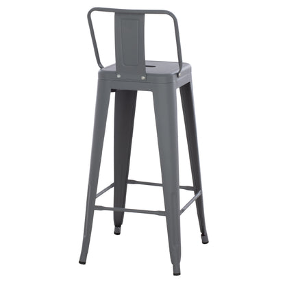 Bar Stool With Backrest Melita-pro Hm8643.50 Metal In Grey 42x42x100hcm.