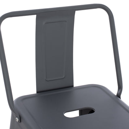 Bar Stool With Backrest Melita-pro Hm8643.50 Metal In Grey 42x42x100hcm.