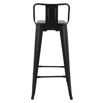 Bar Stool Metallic Melita With Back Black Matte 43x43x95cm Hm8643.22