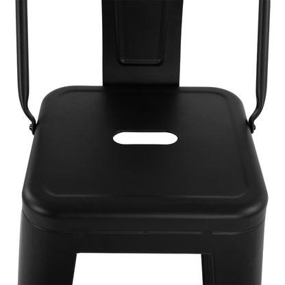 Bar Stool Metallic Melita With Back Black Matte 43x43x95cm Hm8643.22