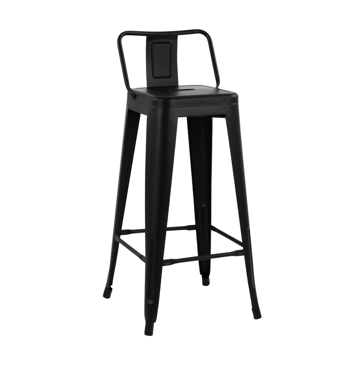 Bar Stool Metallic Melita With Back Black Matte 43x43x95cm Hm8643.22
