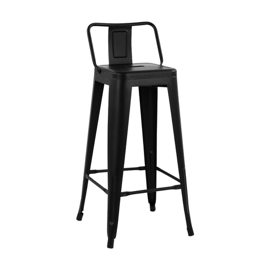 Bar Stool Metallic Melita With Back Black Matte 43x43x95cm Hm8643.22
