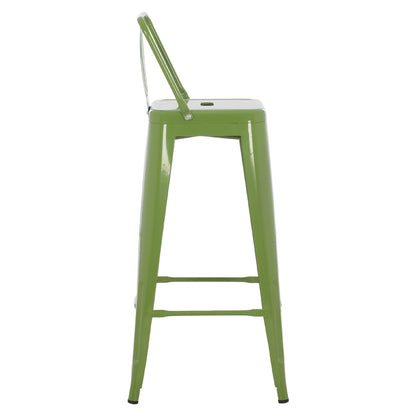 Bar Stool Melita Hm8643.13 Metal With Backrest In Light Olive Green 43Χ43Χ100hcm.