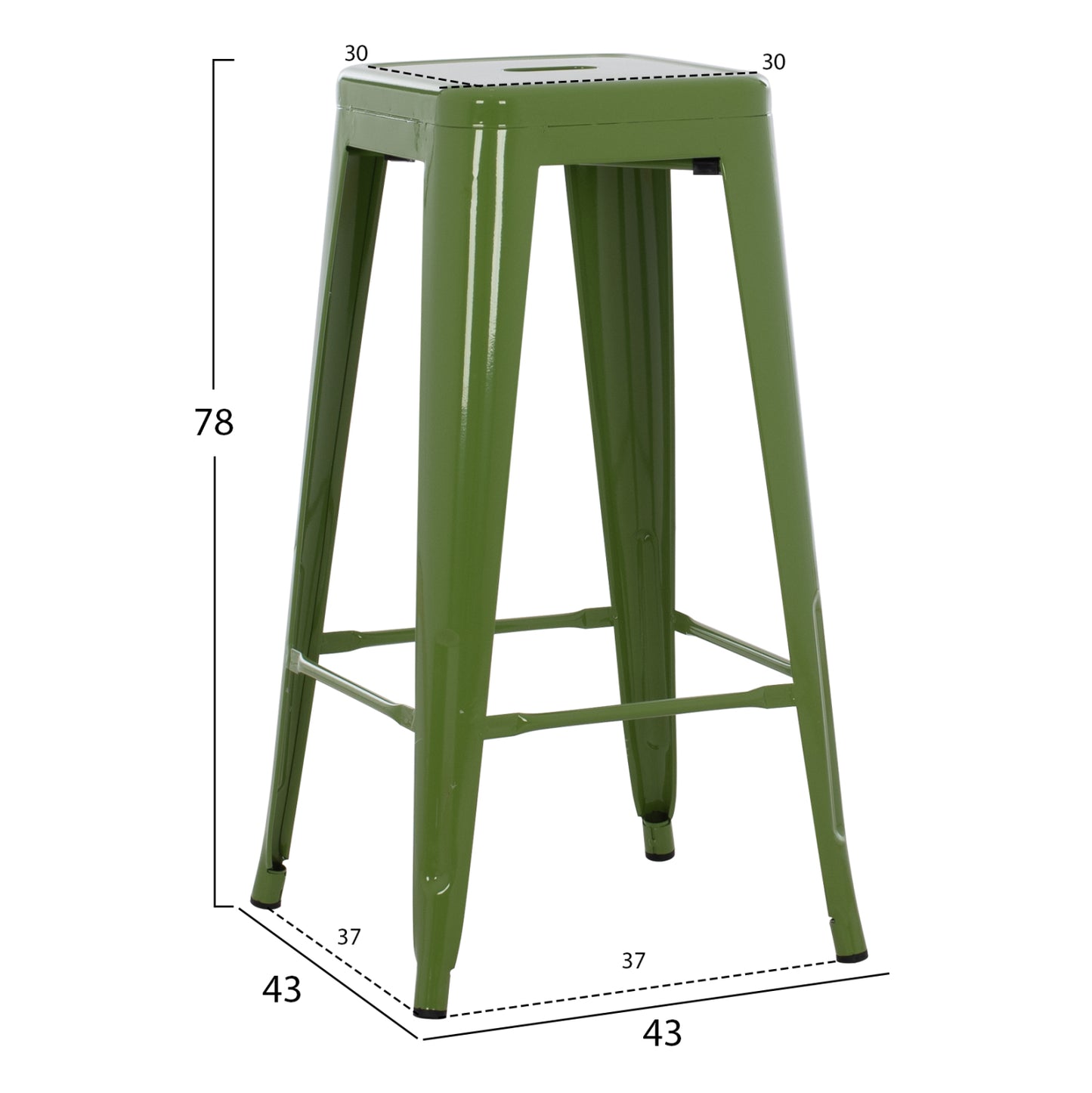 ΣΚΑΜΠΟ Bar ΜΕΤΑΛΛΙΚΟ Melita ΣΕ Light Olive Green Hm8642.13 43x43x78 εκ.