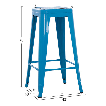 ΣΚΑΜΠΟ Bar ΜΕΤΑΛΛΙΚΟ Melita ΣΕ ΜΠΛΕ Hm8642.08 43x43x78 εκ.