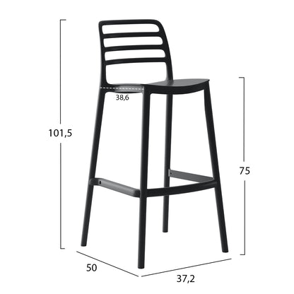 Bar Stool Polypropylene Snod Hm6099.02 Black 37,2x50x101,5hcm.