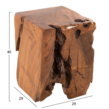 Stool Low Height Kumo Hm7893 Solid Teak Wood In Natural Color 30x30x40hcm.