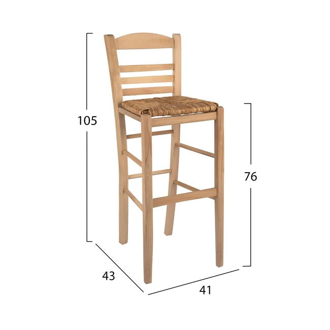 Stool With Straw Unpainted Hm10377.02