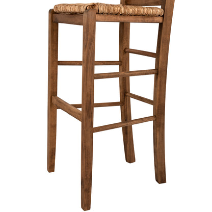 Traditional Stool With Straw Walnut Hm10377.01