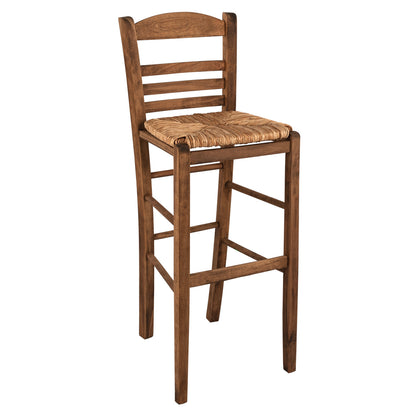 Traditional Stool With Straw Walnut Hm10377.01