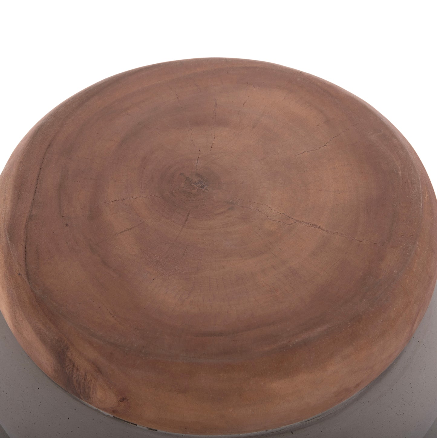 Stool Puffat Hm18172.03 Fiber Cement In Grey-teak Wood Top Φ45x46hcm.