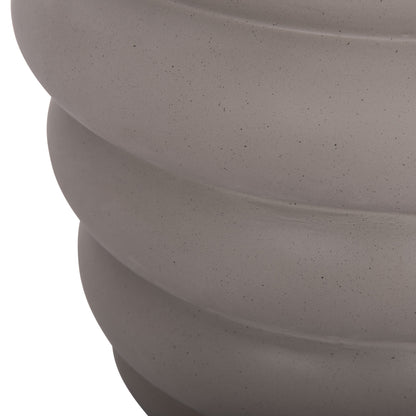 Stool Puffat Hm18172.03 Fiber Cement In Grey-teak Wood Top Φ45x46hcm.