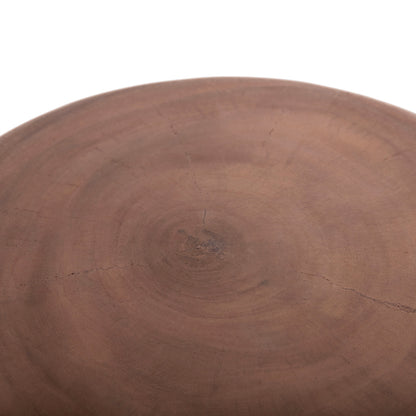 Stool Puffat Hm18172.03 Fiber Cement In Grey-teak Wood Top Φ45x46hcm.
