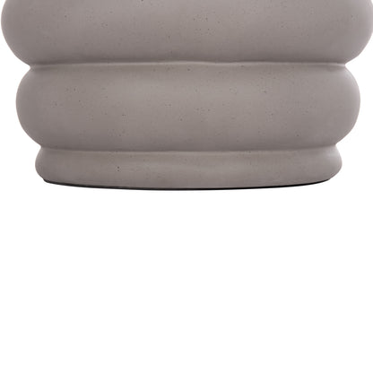 Stool Puffat Hm18172.03 Fiber Cement In Grey-teak Wood Top Φ45x46hcm.