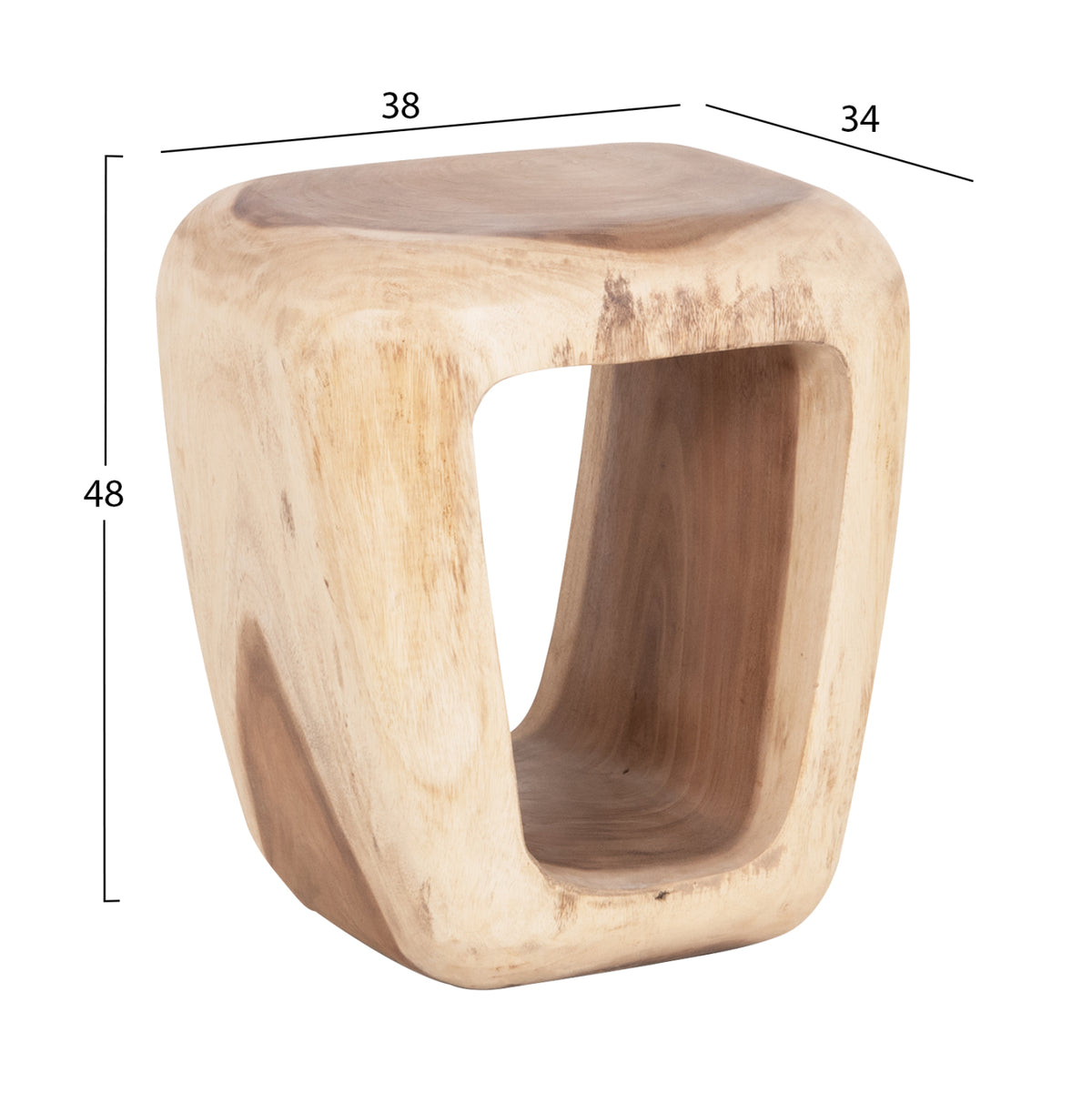 Stool Dens Hm18451 Suar Wood In Natural 38x34x48hcm.