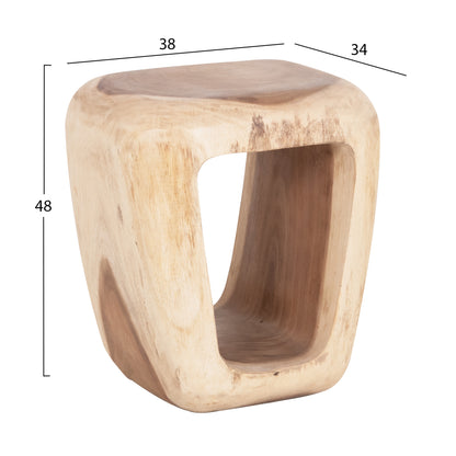 Stool Dens Hm18451 Suar Wood In Natural 38x34x48hcm.