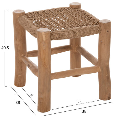 Stool Londer Hm5987 Teak Wood And Synthetic Rattan In Natural 38x38x40.5hcm.