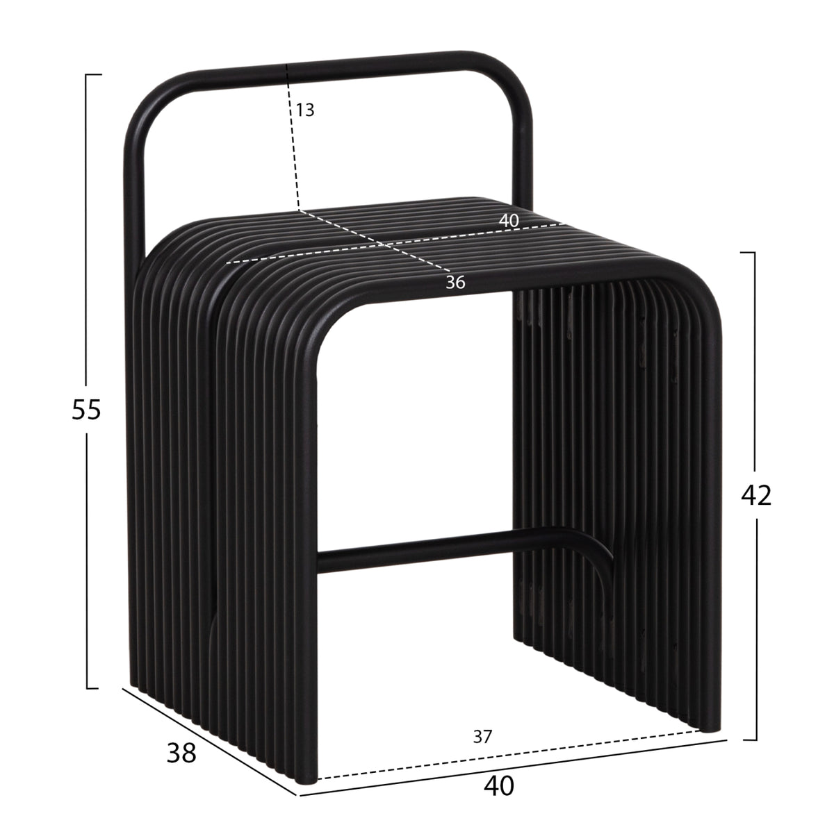 Stool Series Intrepid Hm6326.01 Aluminum In Black 40x38x55hcm.