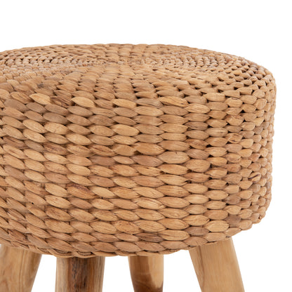 Taro Boho Woven Teak Stool - Dia43x43cm