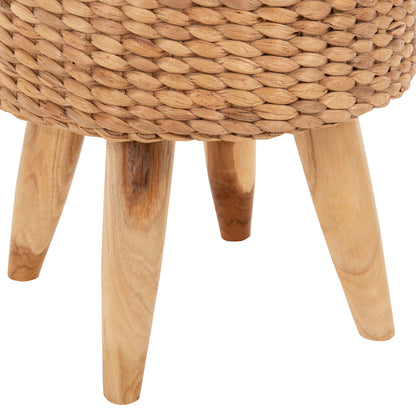 Taro Boho Woven Teak Stool - Dia43x43cm