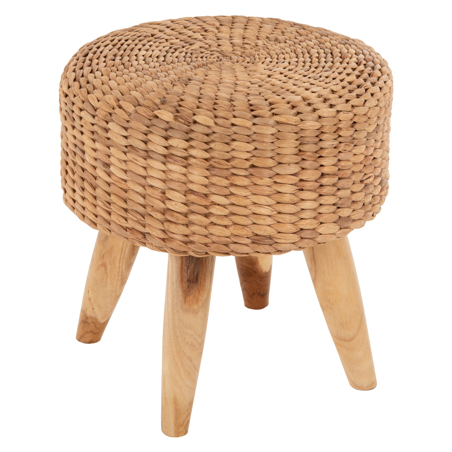 Taro Boho Woven Teak Stool - Dia43x43cm