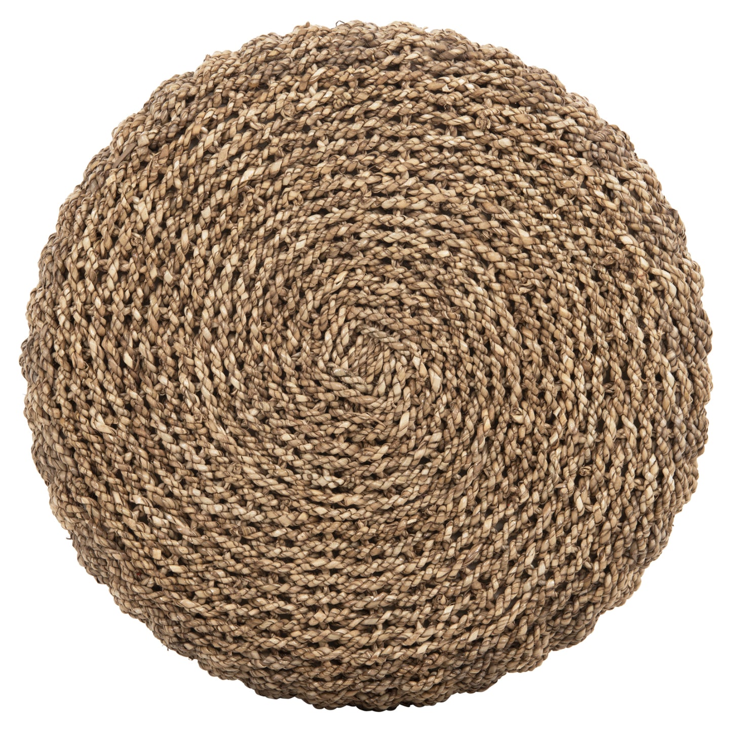 Stool Beam Hm7827 Teak Wood And Seagrass Rush In Natural & Black Φ43x45hcm.