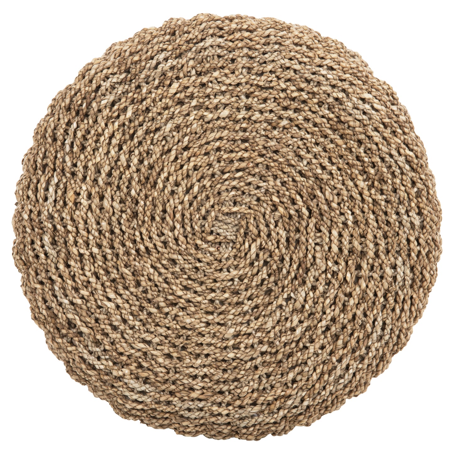 Stool Beam Hm7827.01 Teak Wood And Seagrass Rush In Natural & White Φ42x46hcm.