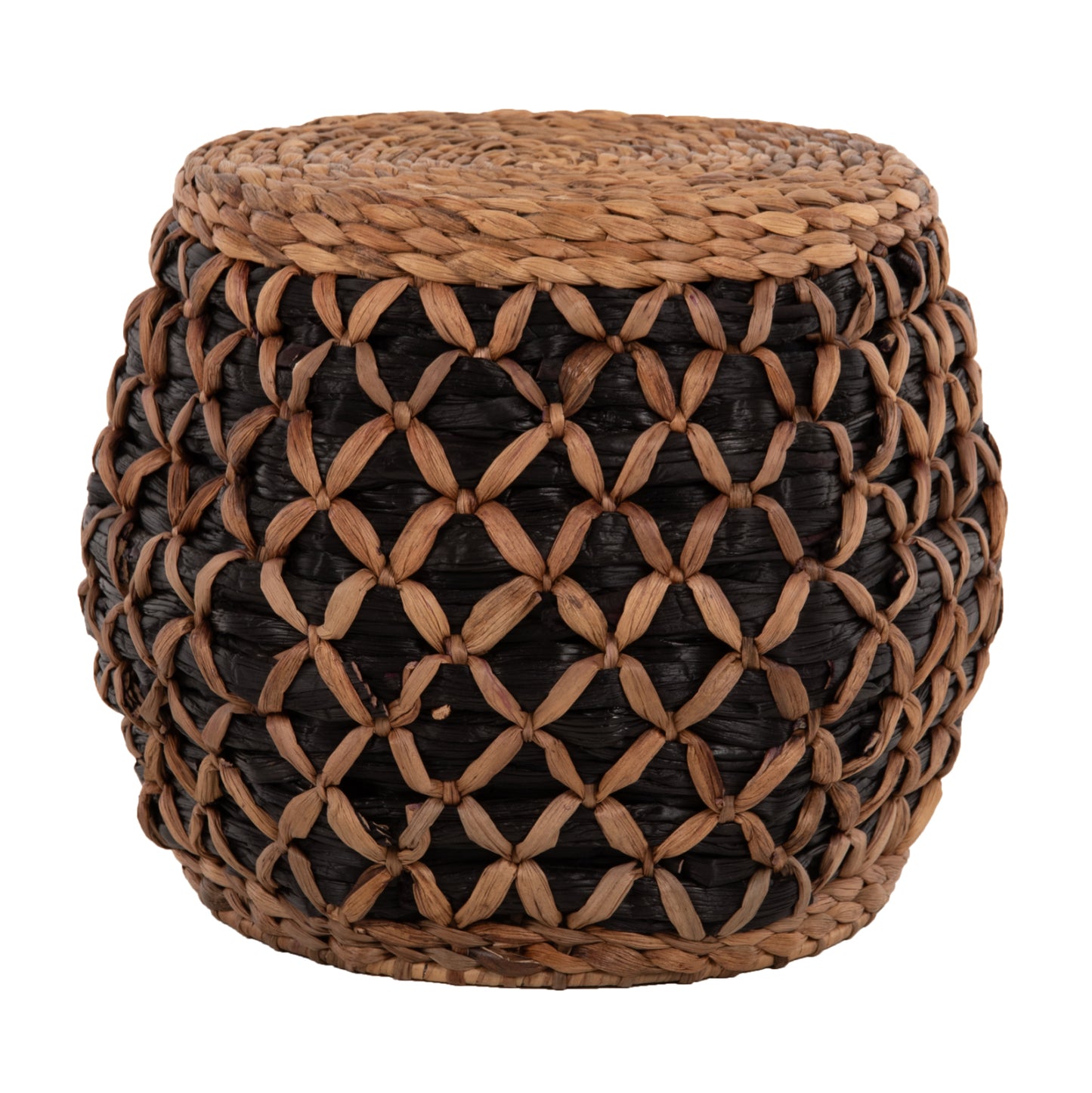 Stool Teofilo Hm7869 In Natural And Black-hydrohyacinth Mat Φ43x38hcm.