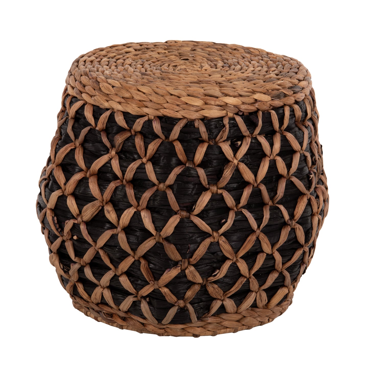 Stool Teofilo Hm7869 In Natural And Black-hydrohyacinth Mat Φ43x38hcm.