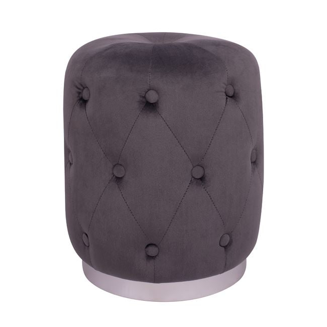 Velvet Stool Torrie Hm8405.01 Grey With Silver Base ''37x46cm