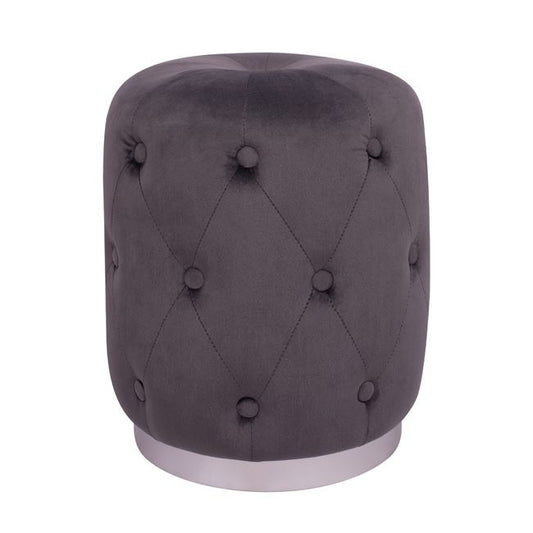 Velvet Stool Torrie Hm8405.01 Grey With Silver Base ''37x46cm