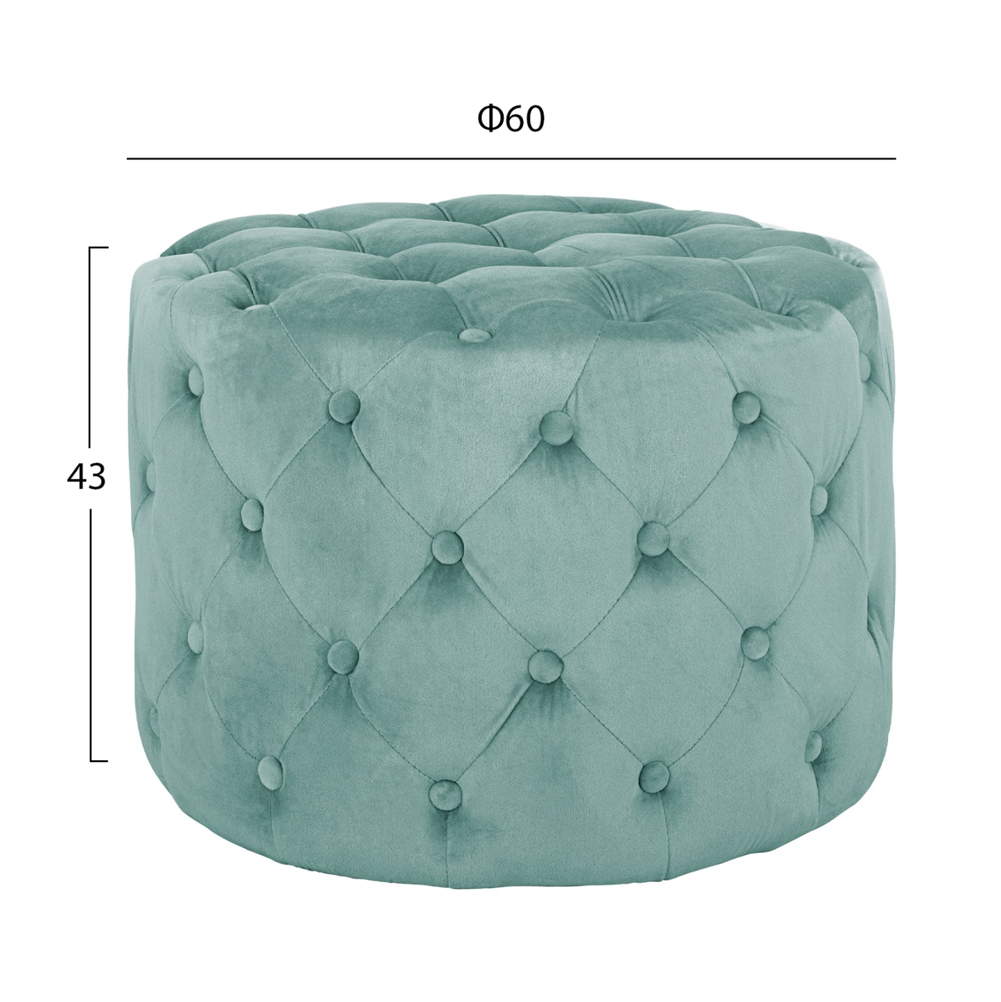 Stool Kassie Hm8406.07 Pistachio Green Velvet T.chesterfield Φ60x43hcm.