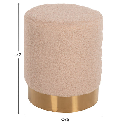 Stool Levy Hm8408.20 Boucle Fabric Ecru-gold Base Φ35x42hcm.