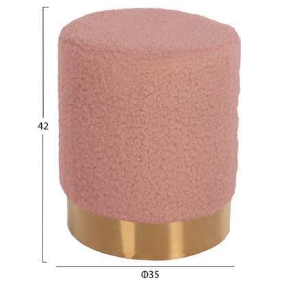 Stool Levy Hm8408.22 Boucle Fabric Dusty Pink-gold Base Φ35x42hcm.