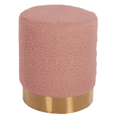 Stool Levy Hm8408.22 Boucle Fabric Dusty Pink-gold Base Φ35x42hcm.