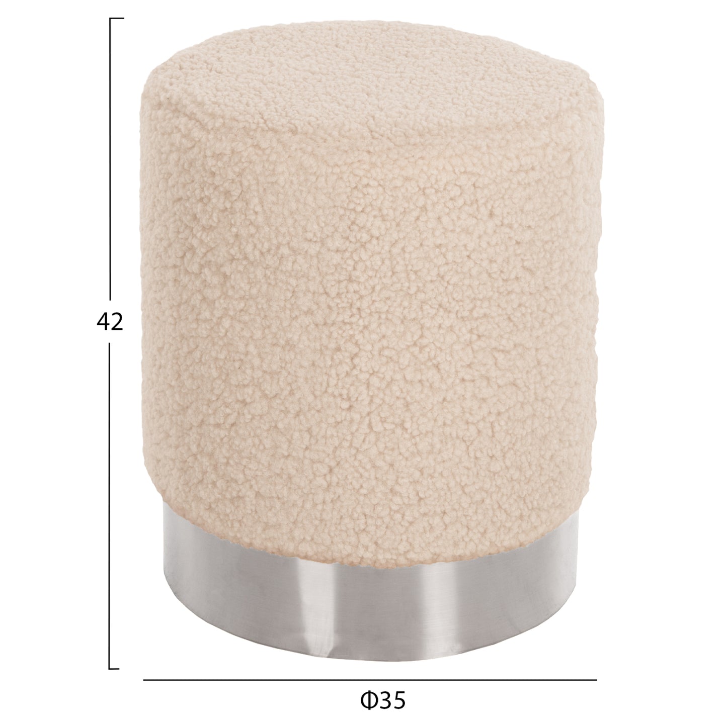 Stool Levy Hm8408.23 Boucle Fabric White-silver Base Φ35x42hcm.