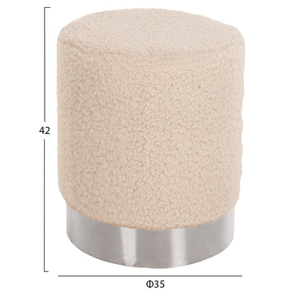 Stool Levy Hm8408.23 Boucle Fabric White-silver Base Φ35x42hcm.