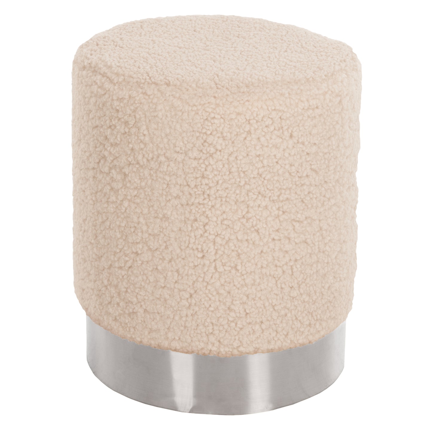 Stool Levy Hm8408.23 Boucle Fabric White-silver Base Φ35x42hcm.
