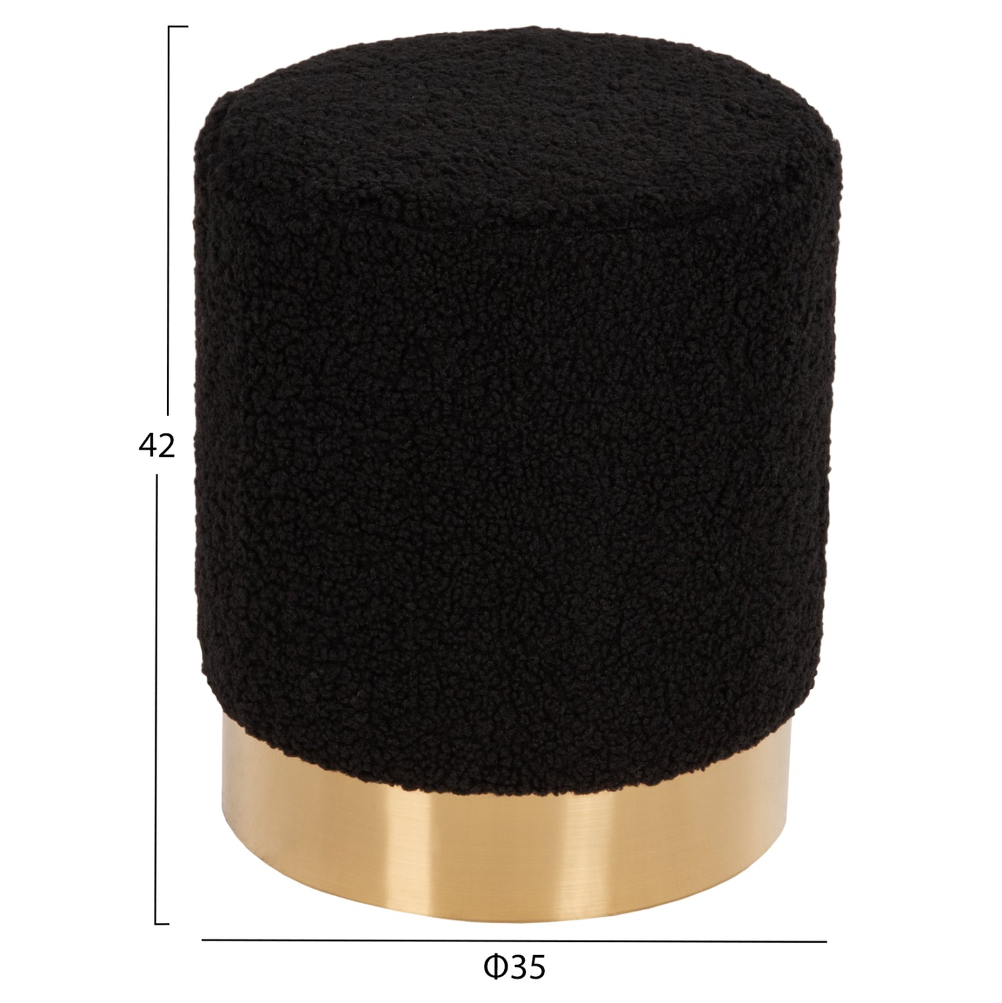 Stool Levy Hm8408.24 Boucle Fabric Black-gold Base Φ35x42hcm.