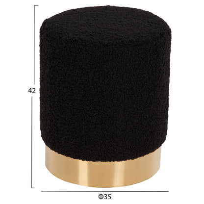 Stool Levy Hm8408.24 Boucle Fabric Black-gold Base Φ35x42hcm.