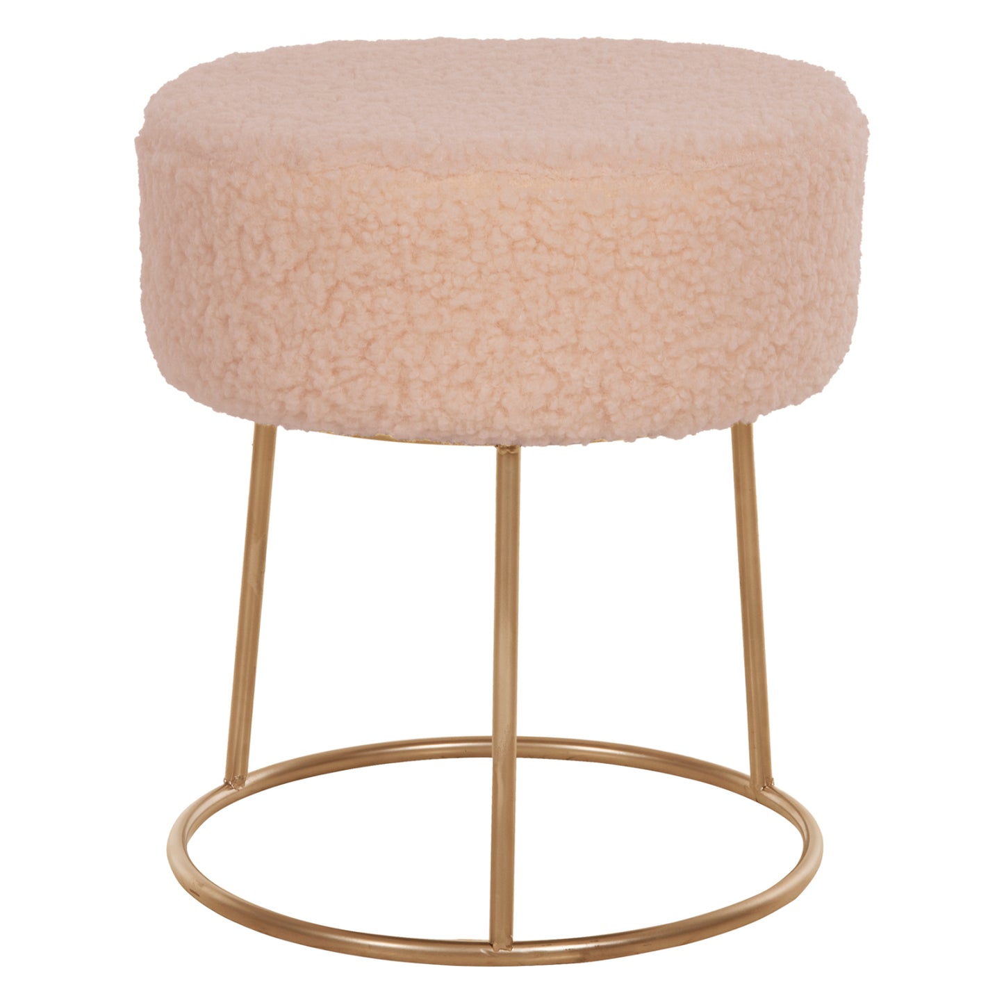 Stool Karlo Hm8411.20 Ecru Boucle Fabric With Gold Base Φ35x41hcm.