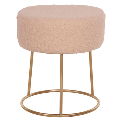 Stool Karlo Hm8411.20 Ecru Boucle Fabric With Gold Base Φ35x41hcm.
