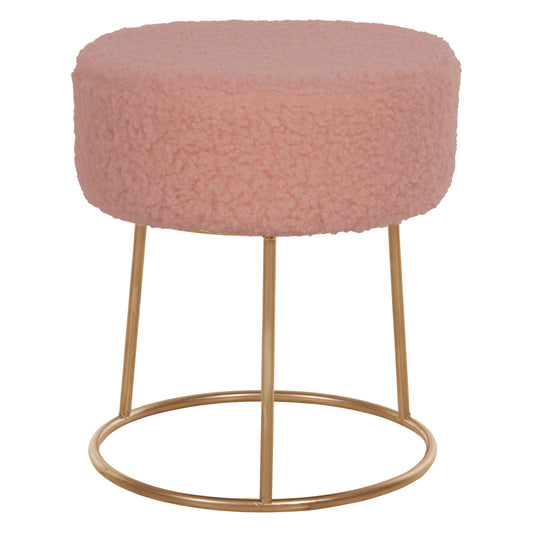 Stool Karlo Hm8411.22 Dusty Pink Boucle Fabric With Gold Base Φ35x41hcm.